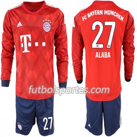Camisetas Bayern de Múnich Alaba 27 Niño Primera Equipacion 2018/2019 Manga Larga